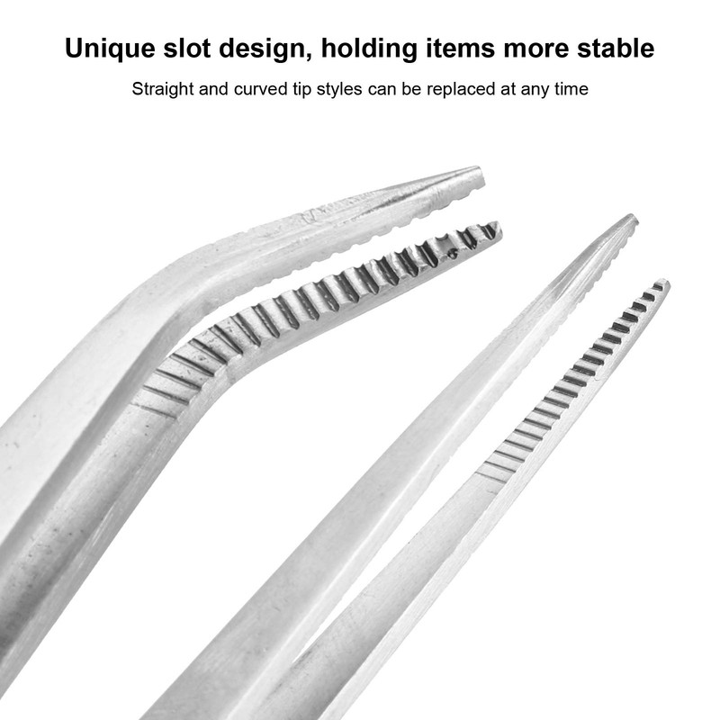 2Pcs Self Locking Tweezers, Straight Curved Tip Cross Tweezers for
