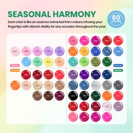 Beetles Gel Nail Polish Set-70 PCS 60 Colors Gel Nail Polish Kit with Base Glossy & Matte Top Coat Gel Nail Polish for Beginners Seasonal Harmony DIY Salon Home Gifts for Women