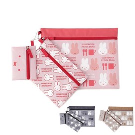 Miffy Rabbit Pouch, Storage Bag, 3 Row Pouch, Waterproof, Travel, Portable, Small Storage, Cute, Organization, Cute, Gift, Large Size (W x H x H): 10.6 x 8.3 inches (27 x 21 cm), Size M: W19 x H14 Cm