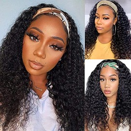 Aiterina Peluca Con Diadema, Onda Profunda, Cabello Humano, 18 Pulgadas, Ninguno, Pelucas Delanteras De Encaje Para Mujeres Negras, Onda Profunda Y Ri