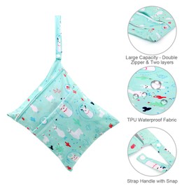 Nappy Bag, BelleStyle Changing Bag, 3 Pieces Wetbag Organiser Bag Wet Bag Baby Reusable Waterproof Washable Zip Large for Toddler Nappies Travel Gym Beach Pool (Blue)
