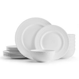 Mikasa Crown White Chip Resistant 18 Piece Dinnerware Set, Service for 6