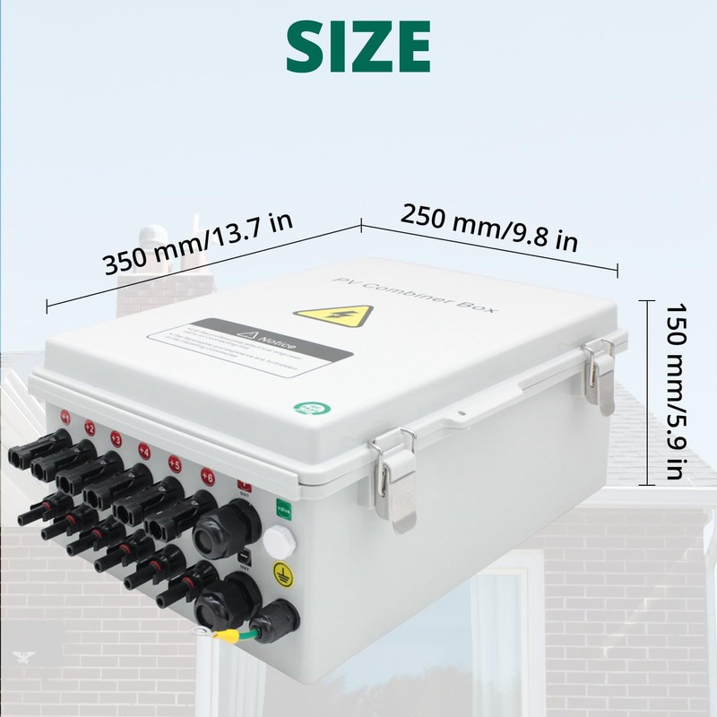 TOMSHIELE ABS Waterproof PV Combiner Box with 6 String, Solar