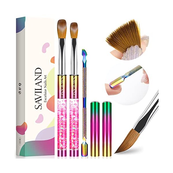 Saviland Acrylic Nail Brush Set - 2pcs Acrylic Brushes for