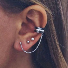 Patry Aretes Cadena Juego Set 3 Piezas Bohemio Joyería Clip Moda