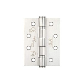 Chivrose Ltd Zoo ZCHSS243 Grade 13 Fire Rated Ball Bearing Hinge 102 x 76 x 3mm - Sold as a PAIR + Screws (Satin Stainless Steel (SSS))