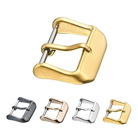 STUNNING SELECTION Replacement steel buckle for watch bands - Leather watch straps clasp in Gold color - 16 mm