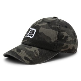 JPAK Old English Letter D Premium Dad Hat Embroidered Cotton Baseball Cap English Alphabet Black Camo