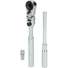 KS Tools 918.1590 1/4 Inch Bit Joint Reversible Ratchet Set with Plug Adapter for Sockets, 3-Piece