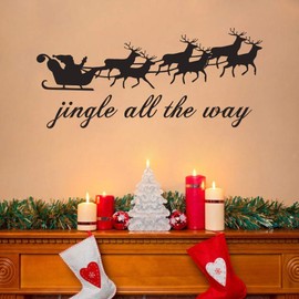 MoharWall Christmas Wall Decor Decals Santa Claus Elk Stickers Painting Living Room Cute Winter Vinyl Art Quotes Decoration Jingle All The Way
