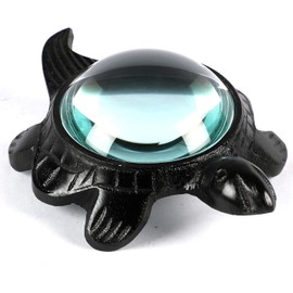 Decorative Turtle Magnifier Paperweight – 10X Zoom Antique Silver, Ideal for Reading, Vintage Desk Accessory, Perfect Office & Home Décor Piece (Black)