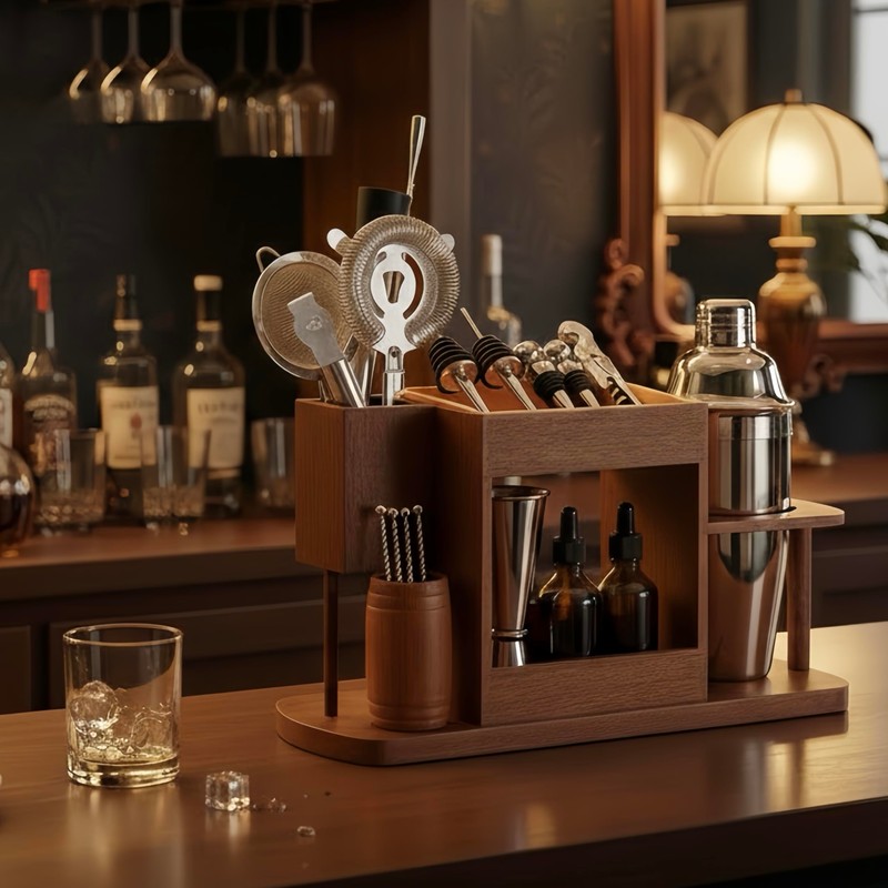Lexenic Cocktail Making Dock, 23-Piece Cocktail Shaker Set with Versatile
