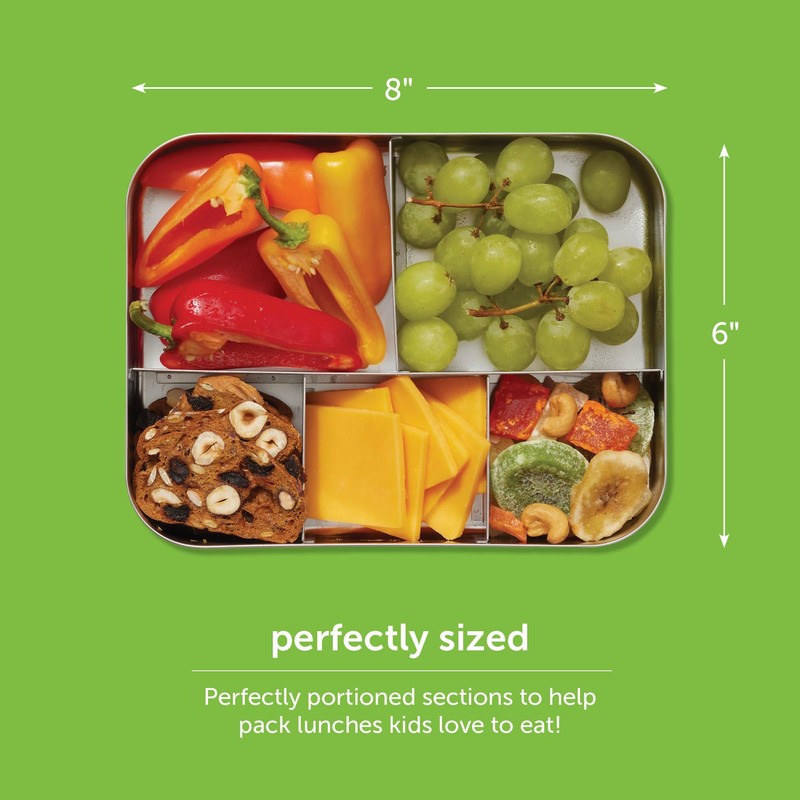 LunchBots Large Trio Stainless Steel Lunch Container -Three Section Design