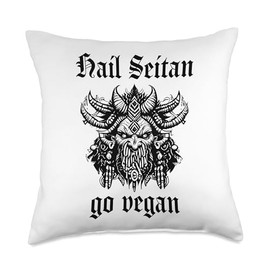 HAIL SEITAN - go vegan Throw Pillow
