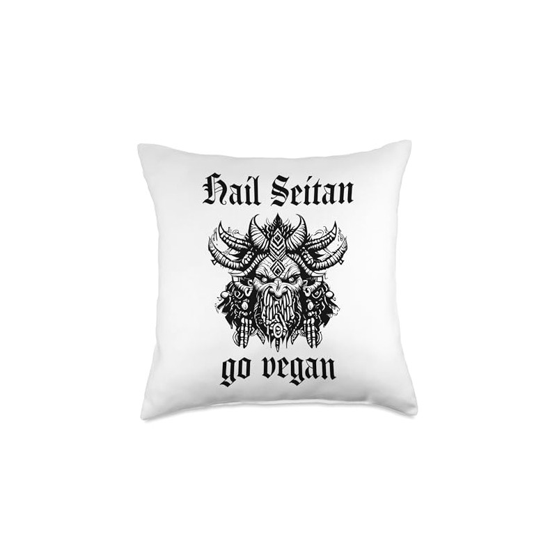 HAIL SEITAN - go vegan Throw Pillow