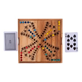Engelhart - 350262 - Eco-Friendly Wooden Tock Game in Portable Case – 4 Players – Card-Based Gameplay – Ages 6+ – Fun Strategic Board Game