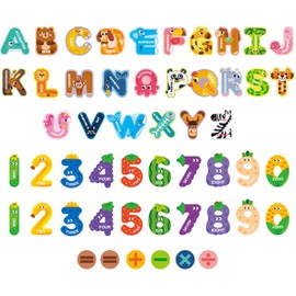 Pack of 52 Colourful Magnetic Toys, Alphabet and Number Calculation Magnets, Cartoon Animal Magnets, Cognitive Toys for Children, Alphabet Fridge Magnets, Educational Spelling Toy