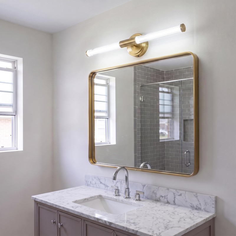 URSOLA 24" Modern LED Bathroom Light Fixtures, Golden 3CCT Dimmable