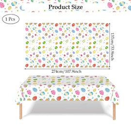 ZNDFTW Easter Table Cloth, 137x274cm Easter Tablecloths, Raster Table, Easter Decorations Waterproof Easter Eggs Chicks Table Cover Easter Decorations Wipeable Rectangular Party Table Cover