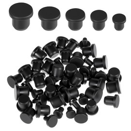 Rubber Plugs for Round Holes, 50 Pcs 5 Sizes Waterproof Black Rubber Hole Plugs Soft Flexible Silicone Hole End Covers Fit for 4-9.5mm Inner Diameter Bottles Pipes Flower Pots