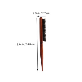VICASKY 1Pc Wooden Handle Bristle Hairbrush Massager Comb for Smooth Scalp Care and Teasing Durable Rat Tail Design for Professional Hairstyling and Combing Brown