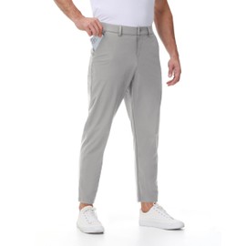 Forvogue Men's Grey Golf Pants, XXL, Modern/Fitted, 4-Way Stretch, Breathable, Moisture-Wicking, Quick-Drying, Wrinkle-Resistant, Mid Rise, Ankle Length