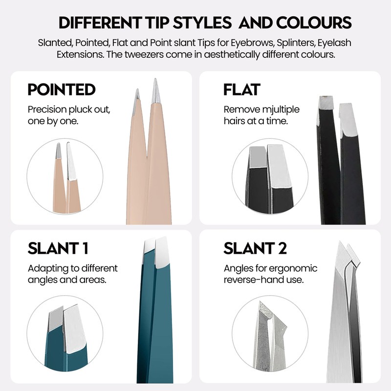 J&J Tweezer Set Tweezers Men, Eyebrow Plucker, Professional Stainless Steel