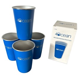 4Ocean Stainless Chassis 16oz Pint Cups - 4/Box .OR . Take Lot of 15 Boxes $150