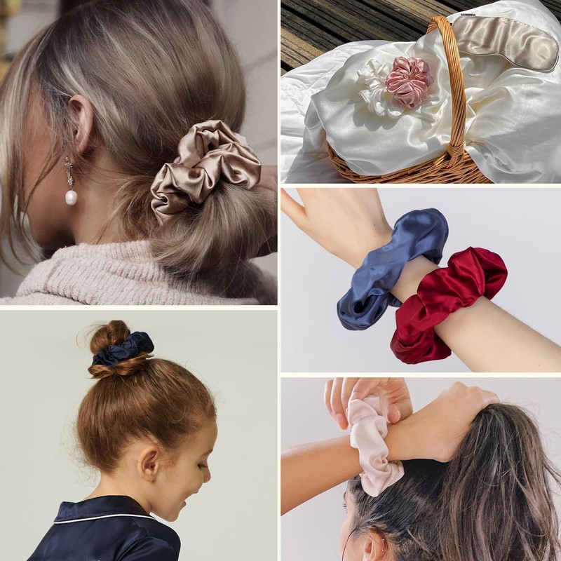 LILYSILK 100% Pure Silk Scrunchies Hair Elastic for Women Girls