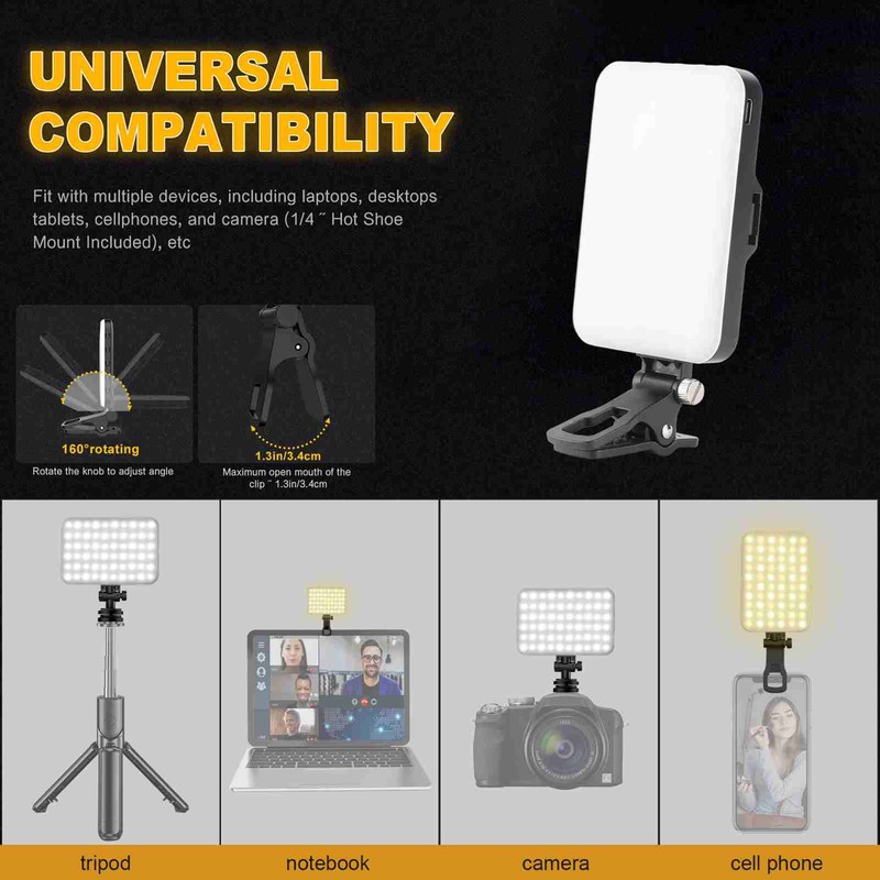 Portable Video Conference Fill Light 2500K-6500K Brightness Adjustable Clip On