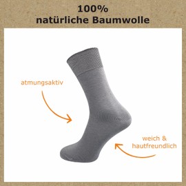 GAWILO Men's Basic Socks Made of 100% Pure Cotton (12 Pairs) | Thin & Breathable Cotton Socks without Pressing Seam, gray, 39 - 42