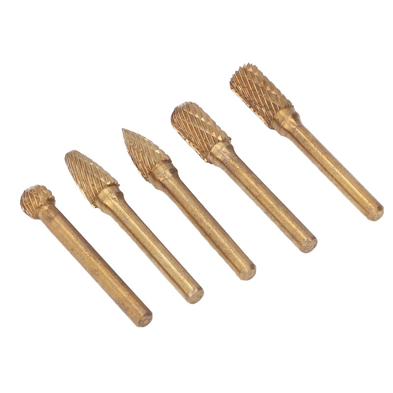 5Pcs Grinding Bit Head Rotary File Burr Double Cut Tool