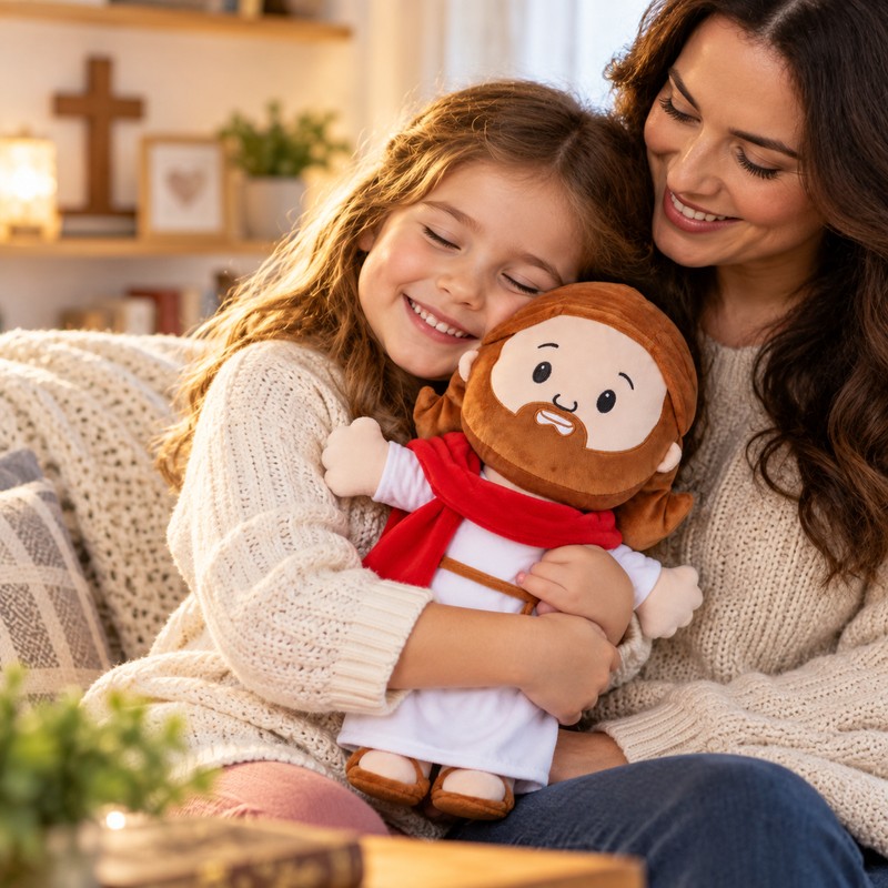 Cartoon Jesus Plush Doll Pillow – Soft Stuffed Character Toy