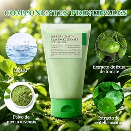 2PCS Green Tomato Clay Mask,Mascarilla De Arcilla Para Cara, Verde Tomato Para Mascarilla，Deep Cleansing Mask,Sebum & Clogged Pore Care, Apta para Hom
