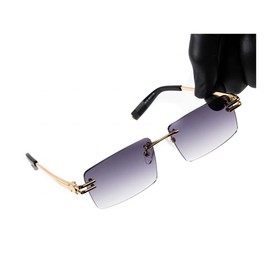 Street Knitted Mens Elegant Retro Vintage Yellow Gold Frame Purple Gradient Tint Hip Hop Sunglasses