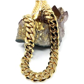 Gold Cuban Link Chain Necklace for Men/Women Real 12MM Diamond Cut Heavy w Solid Thick Clasp Hip Hop (22)