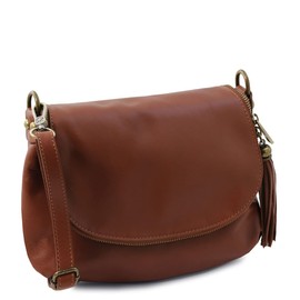 Tuscany Leather TL Bag - Soft Leather Shoulder Bag with Tassels - TL141223 (Cinnamon), zimt
