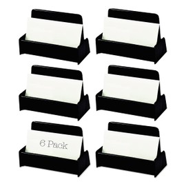 Business Card Holder for Desk, Business Card Holders Display Plastic Business Card Stand, Desktop Business Card Holders for Exhibition, Home & Office - Black - Fits 50 Cards Each - 6 Pack