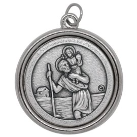 1 1/4" Catholic Saint Medal with Polished Trim (Our Lady of Fatima)