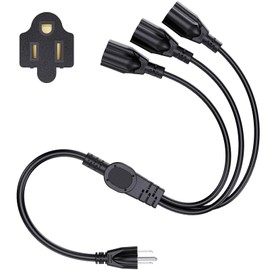 3 Way 3 Prong 1 to 3 Outlet Power Splitter 3 Plug 16AWG 1625W 13A SJTW Power Cord Splitter Gauge Heavy Duty Extension Cord Splitter for Indoor or Outdoor Use(1.7 ft Black)