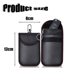 Pack of 2 Car Key Case, Key Case, Key Box, Keyless Go Protection Car Key Box, RFID Blocker Car Key Bag, Carbon Fibre Key Case for Car Key Box Pouch (Red Thread)