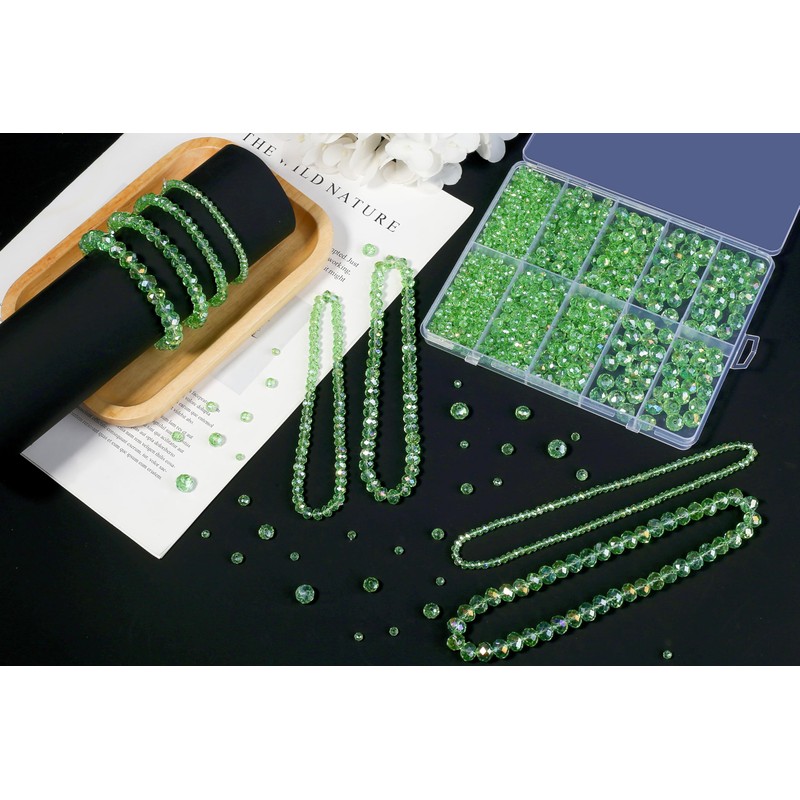 1000Pcs 4/6/8/10mm Apple Green AB Glass Crystal Beads Faceted Bulk