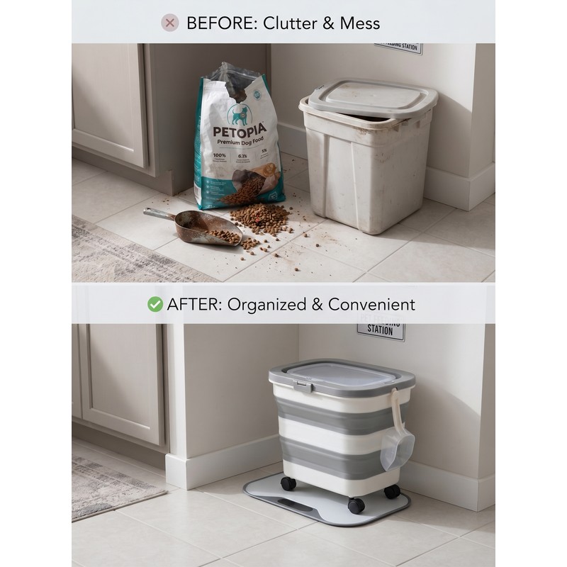 Collapsible Airtight Pet Food Storage Container – 20L Large Capacity