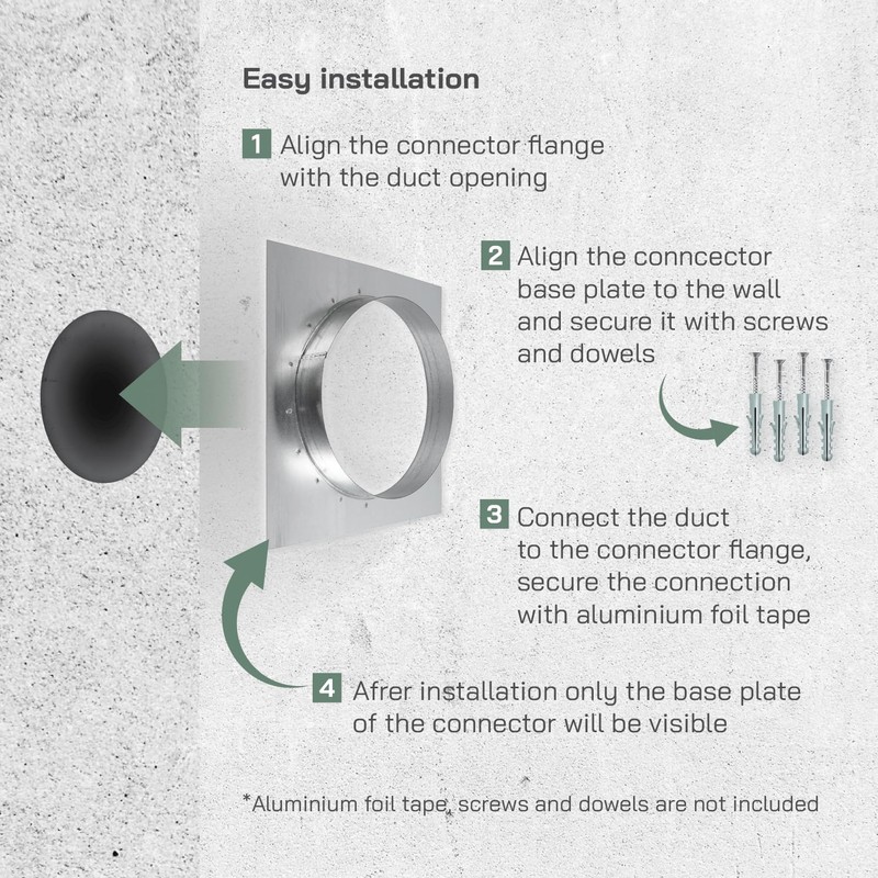 Vent Systems 8" Inch Duct Connector Flange with Square Spigot