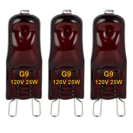 YEGRUEB G9 Heat Lamp Bulbs for Reptile,Night Red, Mini Halogen Bulb 25W, Infrared Reptile Heat Lamp for Bearded Dragon Gecko Turtle Lizard, Pack of 3