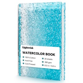 Watercolor Sketchbook, 5.8x8.3 Inch, 20 Sheets 140lb/300gsm, 100% Cotton Acid Free Artist Painting Drawing Paper Book-with Translucent Acrylic Gradient Blue Cover