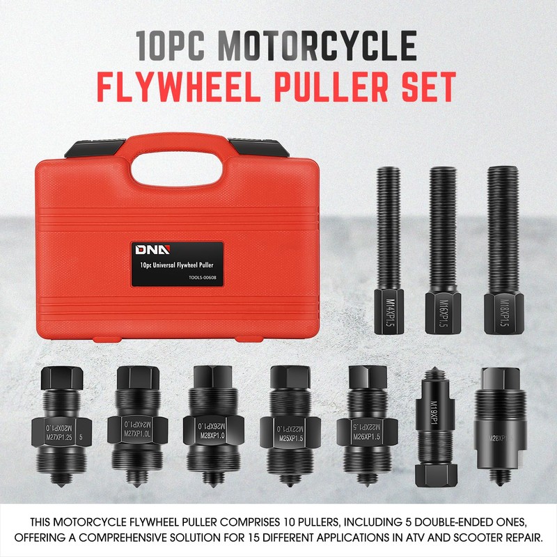 DNA MOTORING 10pc Motorcycle Fly Wheel Puller Set, Universal Flywheel