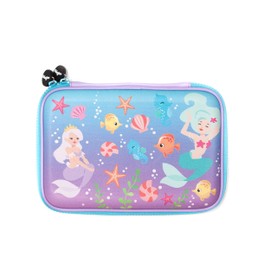 FRINGOO® Girls Boys Kids Hardtop Pencil Case Cute Embossed Cover Large Multi-Compartment Stationery Organiser (Mermaids - Hardtop)