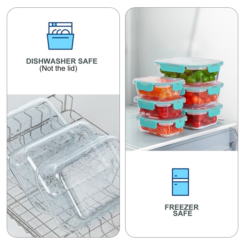 KOMUEE 10 Pack Glass Food Storage Containers, Meal Prep Containers