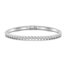 Philip Jones Silver Plated Tennis Bangle Created with Zircondia® Crystals (7 Inch)